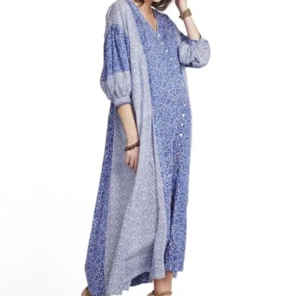 Hatch Size 2 Maternity Nessa Blue Floral Dress - Picture 1 of 8